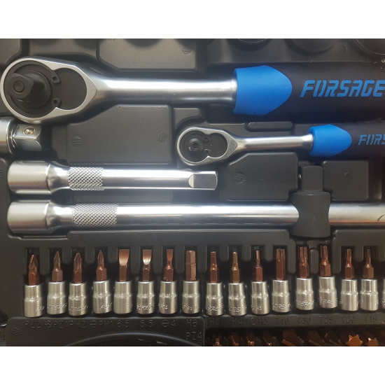 FORSAGE 1/4",1/2" Набор инструмента 82+6пр. (6гр.)+(головка-бита 1/4" T40;биты 5/16":М5,6,8,10,12,14;головка 1/2"8мм;ключиГ-обр.:4,5,6мм,T20H,T25H) F-4821-5 PREMIUM - 1