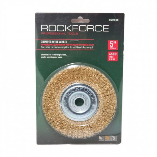 ROCK FORCE Кордщетка дисковая латунная для УШМ 125мм, в блистере RF-BWF005 - 1