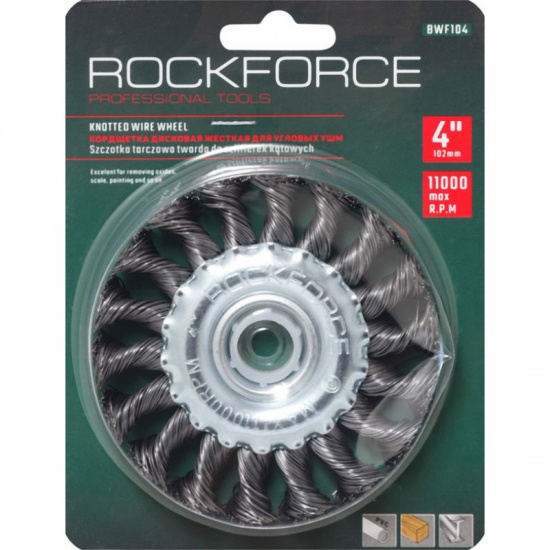 ROCK FORCE Кордщетка дисковая стальная витая для УШМ 150мм, в блистере RF-BWF106 - 1