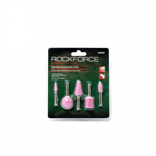 ROCK FORCE Набор камней абразивных, 5пр.(хвостовик 6мм), в блистере RF-GSK503 - 1
