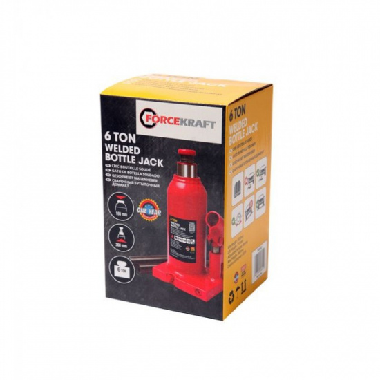 FORCEKRAFT Домкрат бутылочный с клапаном 5т(h  min 185мм,h max 360мм) FK-T90504D - 1