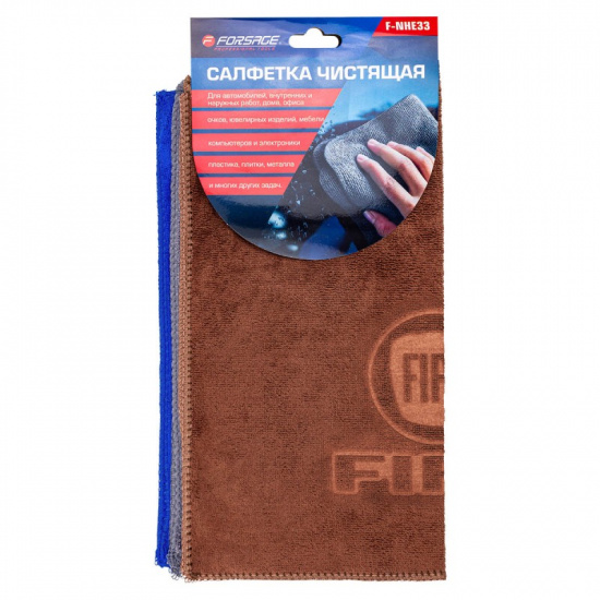 FORSAGE Салфетка чистящая микрофибра с логотипом 30*30 см (3шт/уп) F-NHE33 FIAT - 1