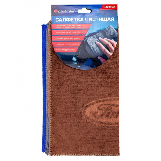 FORSAGE Салфетка чистящая микрофибра с логотипом 30*30 см (3шт/уп) F-NHE33 FORD - 1
