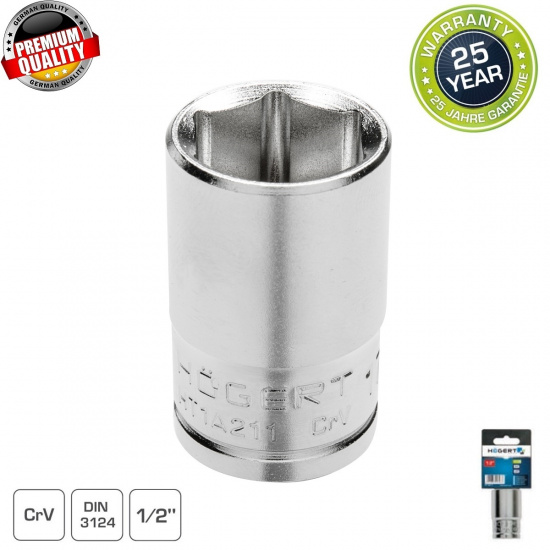 HOGERT TECHNIK Торцевая головка шестигранная 1/2", 12 мм, сталь CrV, DIN 3124 HT1A212 - 1