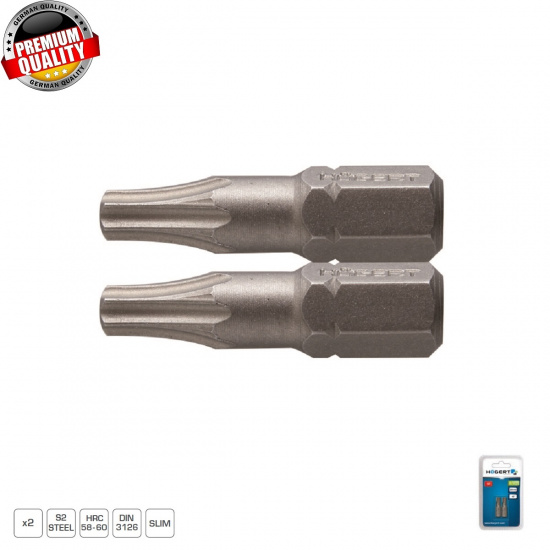 HOGERT TECHNIK Биты TORX 30, 25 мм, сталь S2, 2 шт. HT1S366 - 1