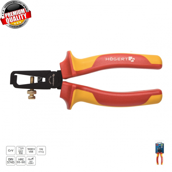 HOGERT TECHNIK Клещи изолированные для зачистки проводов 160 мм, 1000 V, VDE HT1P931 - 1