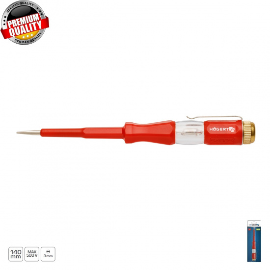 HOGERT TECHNIK Отвертка индикатор напряжения 100500 В, SL3, 140 мм HT1S982 - 1