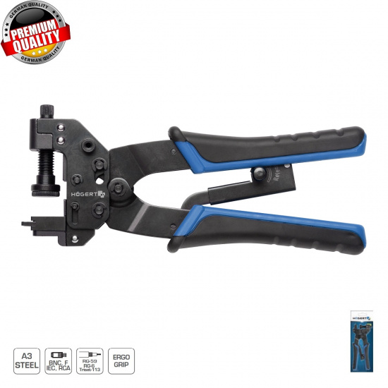 HOGERT TECHNIK Прессклещи для кабелей, храповый механизм HT1P198 - 1