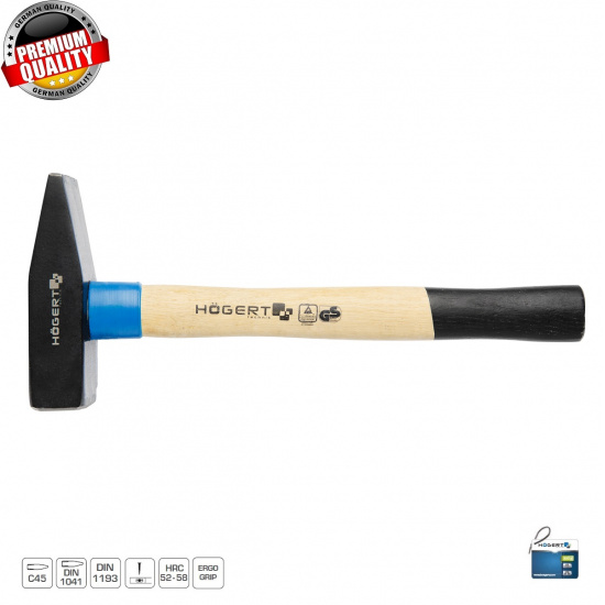 HOGERT TECHNIK Молоток слесарный кованый 100 г с деревянной рукояткой HT3B001 - 1