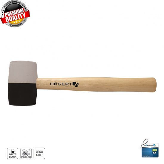 HOGERT TECHNIK Молоток резиновый чернобелый 450 г с деревянной рукояткой HT3B044 - 1