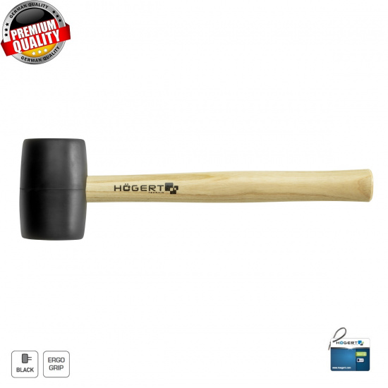 HOGERT TECHNIK Молоток резиновый черный 800 г с деревянной рукояткой HT3B045 - 1