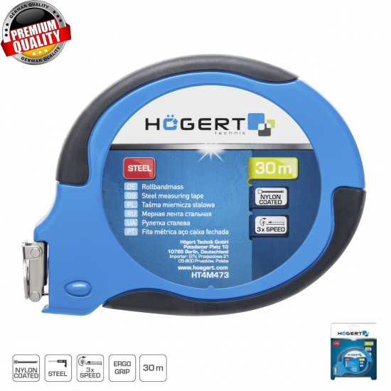 HOGERT TECHNIK Рулетка 30 м HT4M473 - 1