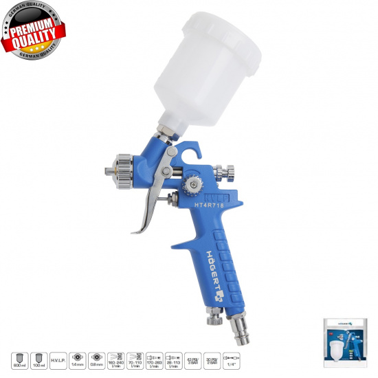 HOGERT TECHNIK Краскопульты HVLP с верхним бачком 100 мл HT4R718 - 1