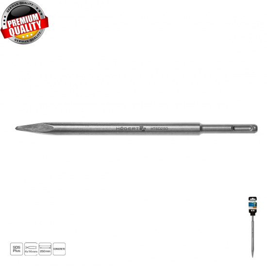 HOGERT TECHNIK Зубило пикообразное SDS+, 4 x 14 x 250 мм HT6D280 - 1