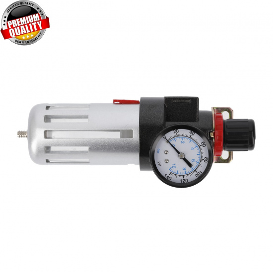 HOGERT TECHNIK Фильтр-регулятор с манометром пневматический 1/4", 90см³, 9 бар/135 PSI HT4R872 - 1