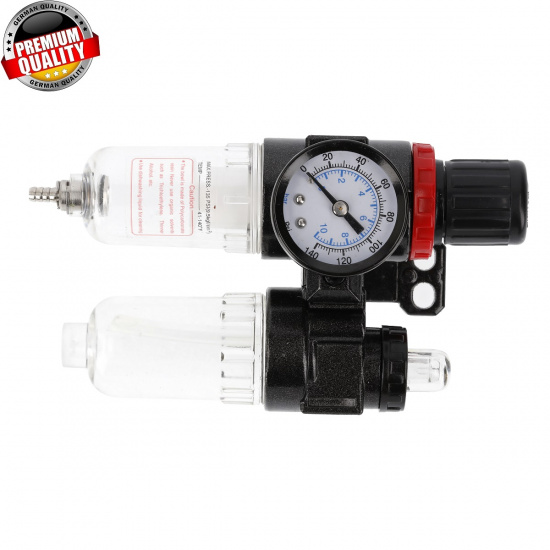 HOGERT TECHNIK Фильтр-регулятор с манометром и лубрикатор пневматический 1/4", 25см³/15см³, 9 бар/135 PSI HT4R874 - 1