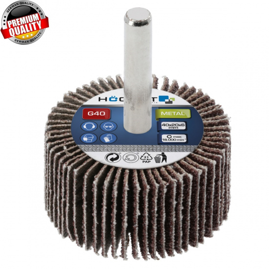 HOGERT TECHNIK Круг  шлифовальный лепестковый на шпильке 40x20x6 G80 HT8D003 - 1