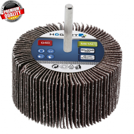 HOGERT TECHNIK Круг  шлифовальный лепестковый на шпильке 80x40x6 G80 HT8D022 - 1