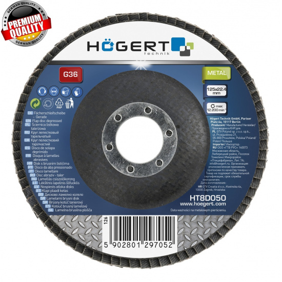 HOGERT TECHNIK Круг  шлифовальный лепестковый 125x22,4 G40 HT8D051 - 1
