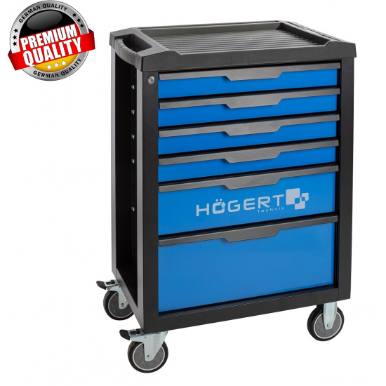 HOGERT TECHNIK Тележка (тумба) инструментальная, 6 ящиков (4 ящика высотой 75 мм, 1 ящик высотой 154 мм и 1 ящик высотой 233 мм) HT7G045 - 1