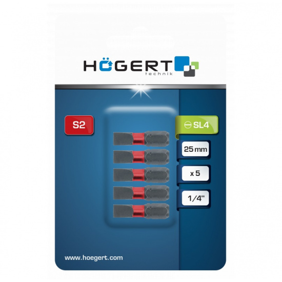 HOGERT TECHNIK Биты ударные SL4, 25 мм, сталь S2, 5 шт. HT1S130 - 1