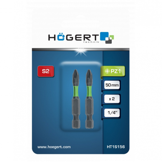 HOGERT TECHNIK Биты ударные PZ1, 50 мм, сталь S2,  2 шт. HT1S156 - 1
