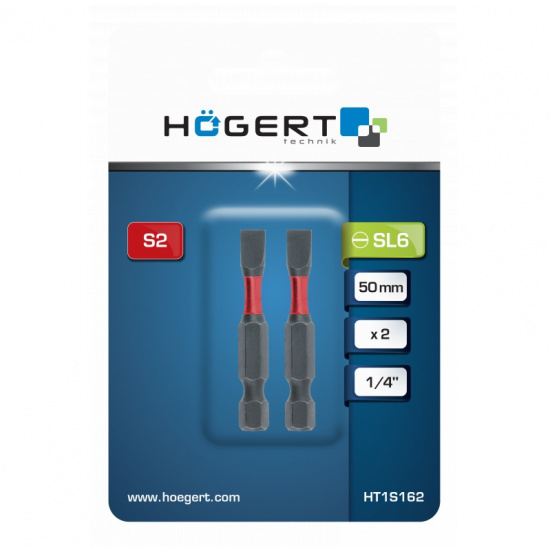 HOGERT TECHNIK Биты ударные SL6, 50 мм, сталь S2, 2 шт. HT1S162 - 1