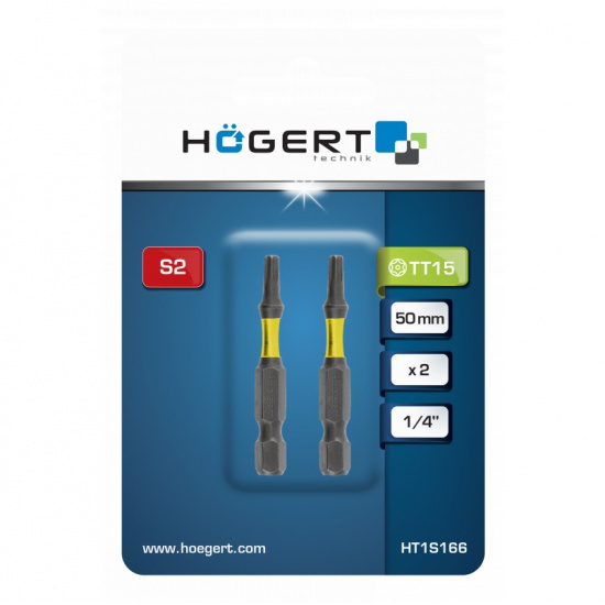 HOGERT TECHNIK Биты ударные Т15, 50 мм, сталь S2, 2 шт. HT1S166 - 1