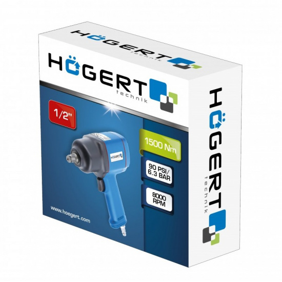 HOGERT TECHNIK Гайковерт пневматический ударный 1/2", 1500 Нм HT4R623 - 1
