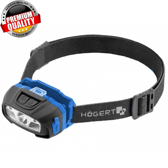 HOGERT TECHNIK Налобный фонарь с датчиком движения USB 6 функций HT1E421 - 1