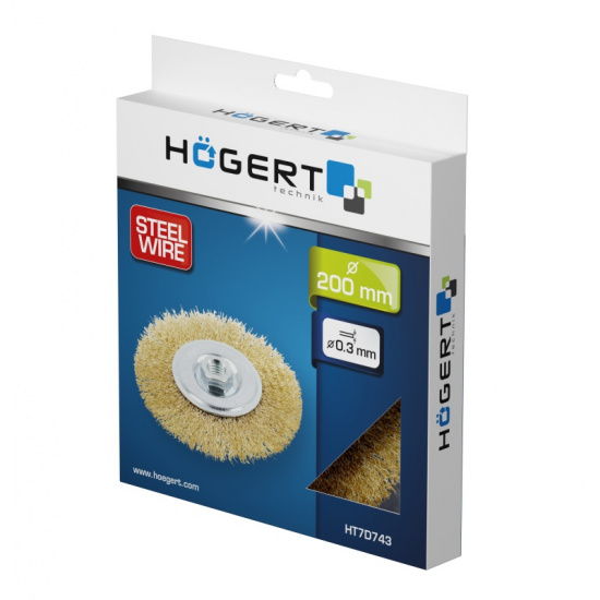 HOGERT TECHNIK Щетка дисковая для УШМ 200 x 32 мм, сталь, проволока из нержавеющей стали HT7D743 - 1