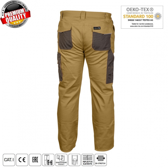HOGERT TECHNIK EDGAR Брюки рабочие бежевые 2XL (56) HT5K276-2-2XL - 1