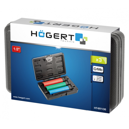 HOGERT TECHNIK Набор длинных ударных головок для литых дисков 3 шт., 1/2'' HT4R106 - 1