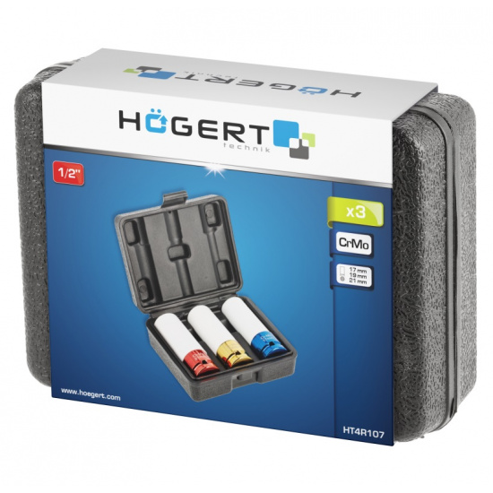 HOGERT TECHNIK Набор ударных головок для литых дисков 3 шт., 1/2'' HT4R107 - 1