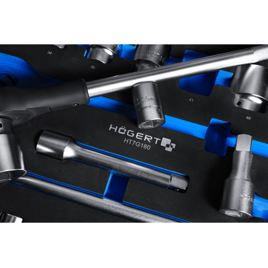 HOGERT TECHNIK Набор инструментов с трещоткой 3/4", 20 шт., ложемент EVA HT7G180 - 1