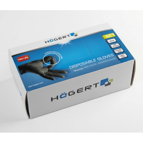 HOGERT TECHNIK WENNE Одноразовые перчатки нитриловые черные (100 шт в упаковке) M HT5K776-M - 1