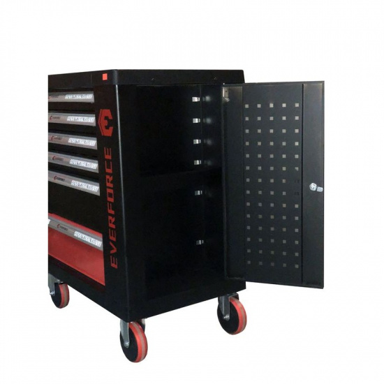 EVERFORCE Тележка инструментальная  6-полочная с набором инструментов 154пр(черно-красная)и доп.секцией(780х740х470мм;полки:500х400х65мм-4шт, 500х400х160мм-1шт) YD-1048-03 - 1
