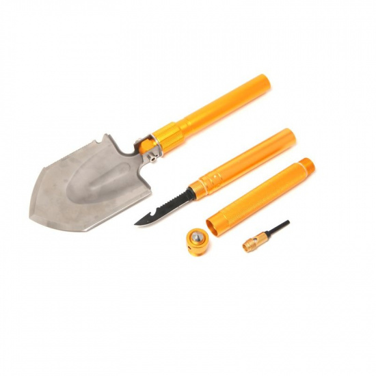 WMC TOOLS Лопата складная многофункциональная9в1(3ручки удлинителя,спасательный молоток,свисток,тактический нож,топор,пила,открывашка,магниевый стержень)в чехле 171U - 1