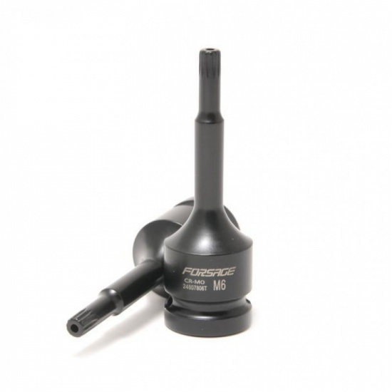 FORSAGE 1/2" головка-бита SPLINE глубокая ударная M6 с отверстием F-24807806T - 1