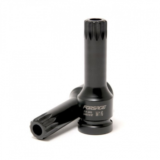 FORSAGE 1/2" головка-бита SPLINE глубокая ударная M16 с отверстием F-24807816T - 1