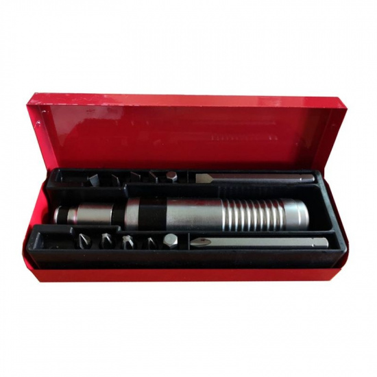 FORSAGE Отвертка ударная с набором бит и адаптером,13пр 1/2"(F)х5/16"(F) (PH 1,2,3,4х36мм; PH3х80мм; SL 5,6,7,8х36мм, SL8х80мм; H 7,8х36мм) в метал. кейсе F-5064A - 1