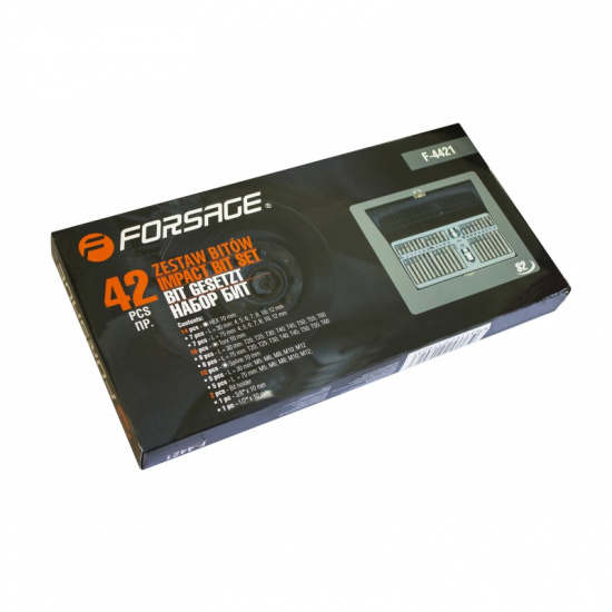 FORSAGE Набор бит с битодержателями, 42пр. (10мм)(75/30мм: T20-T60, H4-H12, M5-M12), в металлическом кейсе F-4421 - 1