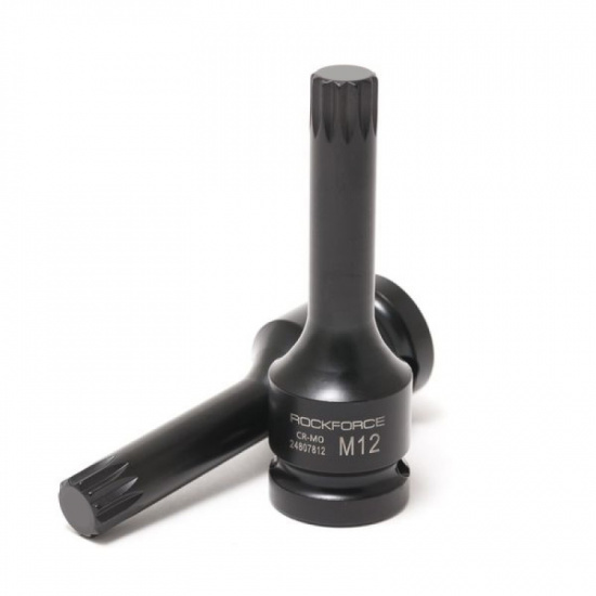 ROCK FORCE Головка-бита SPLINE глубокая ударная M12, 1/2" RF-24807812 - 1