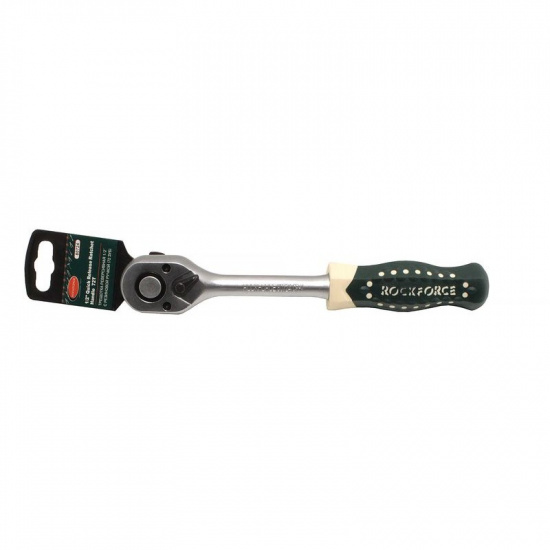 ROCK FORCE Трещотка реверсивная с резиновой ручкой 1/2"(L-255мм, 72зуб.), на пластиковом держателе RF-80724 - 1