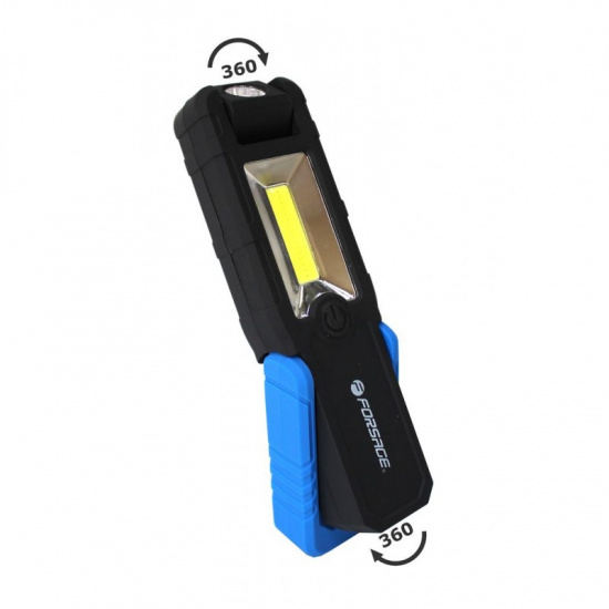FORSAGE Лампа светодиодная аккумуляторная(5W COB+1W,магнит,180гр.,250Lm,2000mAh,зарядка12V,время раб.3ч,время заряд.2-3ч,защита гнезда зарядки) F-01402 - 1
