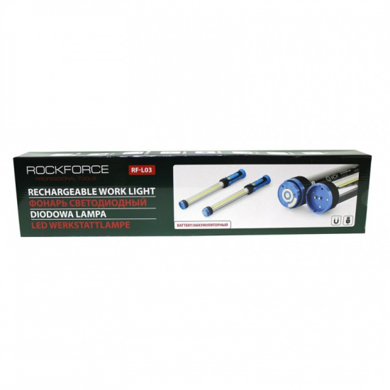 ROCK FORCE Лампа светодиодная аккумуляторная сборная (2х10W COB LED,2 магнита,2крючока,180гр.,1000Lm,2000mAh,зарядка12V,время раб.2ч,время заряд.4ч) RF-L03 - 1
