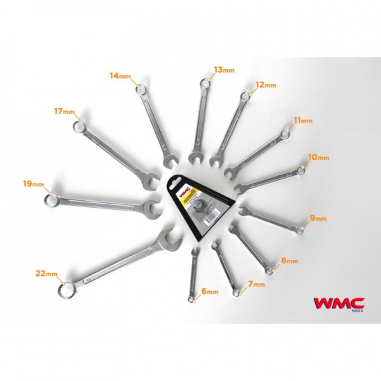 WMC TOOLS Набор ключей комбинированных 12пр. (6-14, 17, 19, 22мм) в пластиковом держателе WMC-5123 - 1