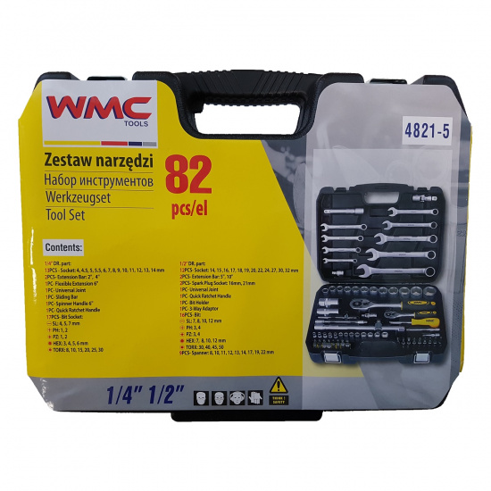 WMC TOOLS Набор инструментов 82пр. 1/4'', 1/2''(6гр)(4-32мм) 4821-5 - 1