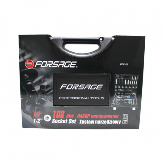 FORSAGE 1/4'',1/2'' Набор инструмента 108пр.(6гр.)(4-32мм) с телескопическими трещотками  F-41082-5L - 1