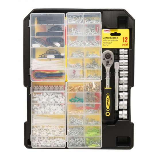 WMC TOOLS Набор инструментов 1400пр.1/2''(6-гр.) (10-24мм, ключи 6-17мм,шарнирно-губцевый,биты,отвертки,расходник), ''Дорожный кейс'' 301400 - 1